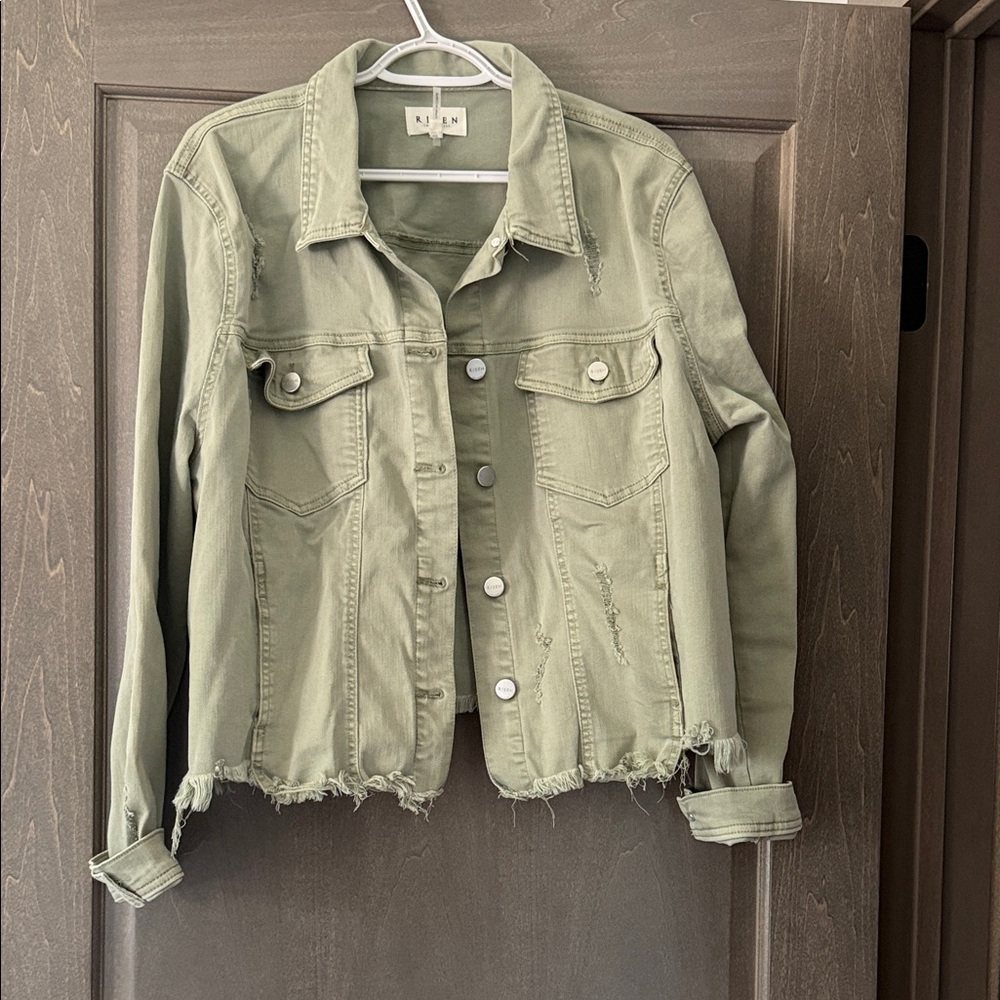 Stylish Women's Olive Green Jean Jacket